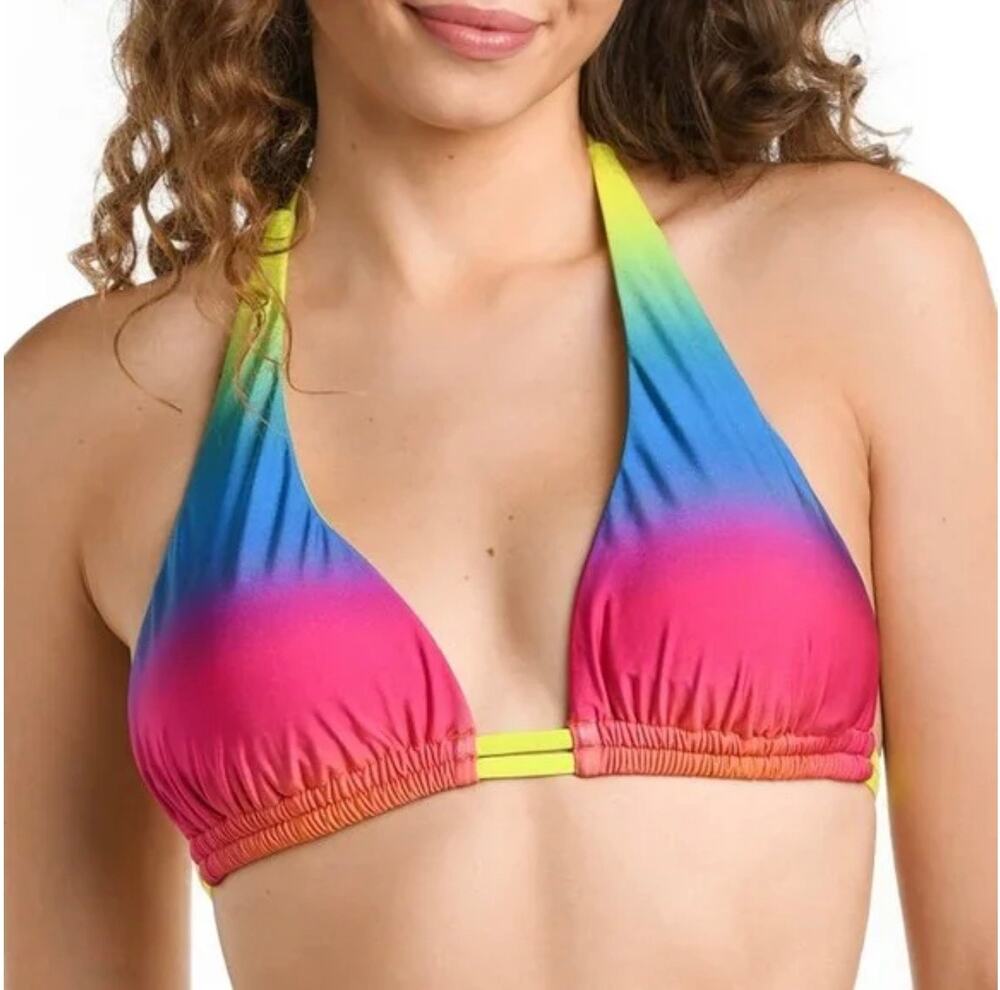 La Blanca Setting Sun Ombre Halter Triangle Bikini Top 6 NWT